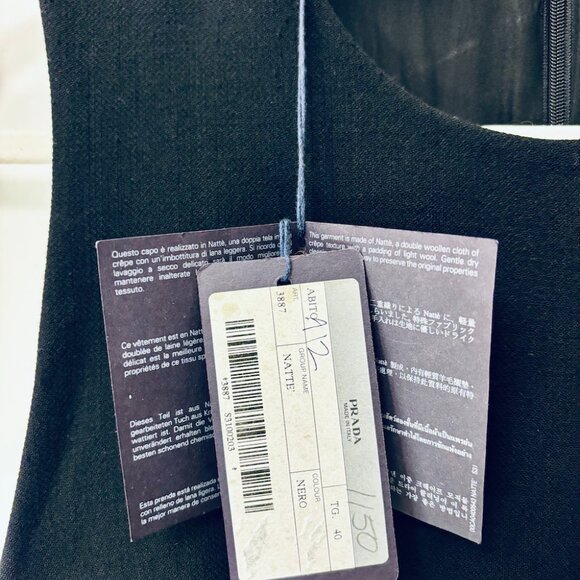 NWT Prada Black Wool Sheath Dress, Size EU (IT) 40 / US 4 - Picture 14 of 15